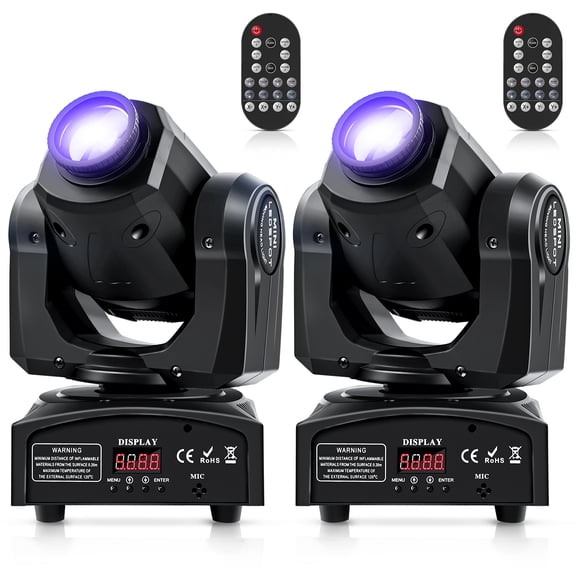 2PCS JAJALUYA 60W LED Moving Head Light Stage Lights with Remote Control 7 GOBO 7 Colors Spotlight by DMX Controlled 11 Channel with Sound Activated for Disco Club Party Stage Lighting Shows