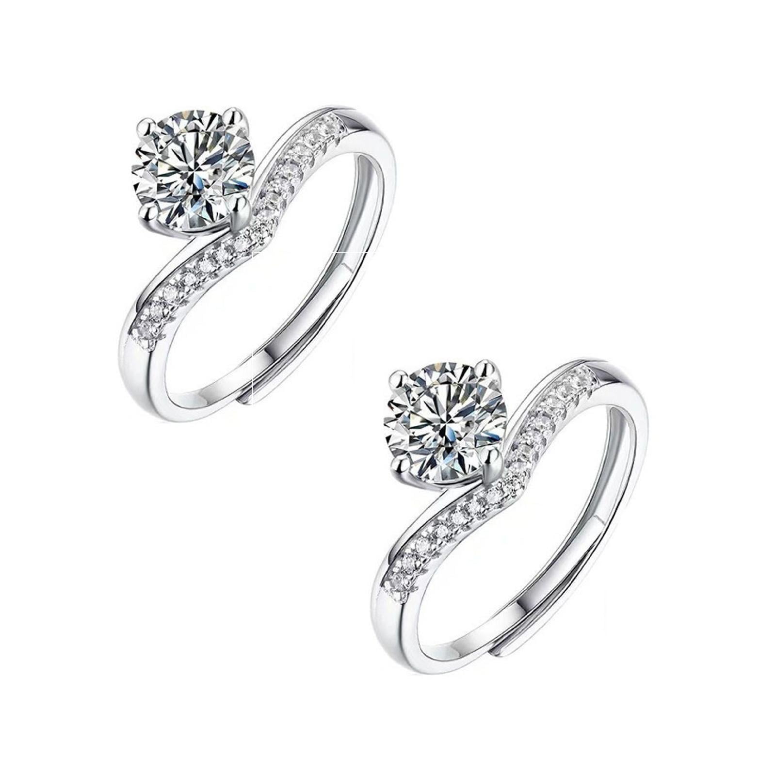 2PCS Jewelry Sets Zirconia Ring for Women Square Cluster Cubic Zircon