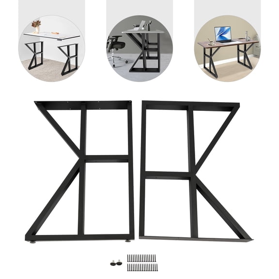 2PCS K-Shaped Desk Legs, Metal Table Legs Black 20*28 in Capacity About 200kg