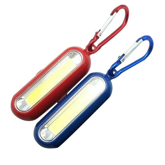 2PCS Key Chain Flashlight Hard Light Keyring Torch Outdoor Emergency Illuminating Lamp Portable Mountaineering Buckle Camping Lamp for Outdoor Use Without Battery Red Blue