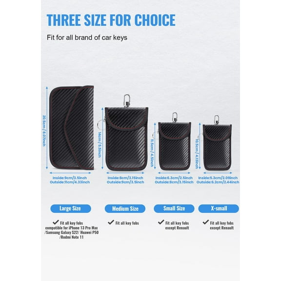 2PCS Key Fob Protector, Signal Blocker Pouch for Car, RFID Security Shield Bag, Vehicle Antitheft Products Cage Wallet with Keychain Holder, Key Fob Pouch for Most Car Key, Black
