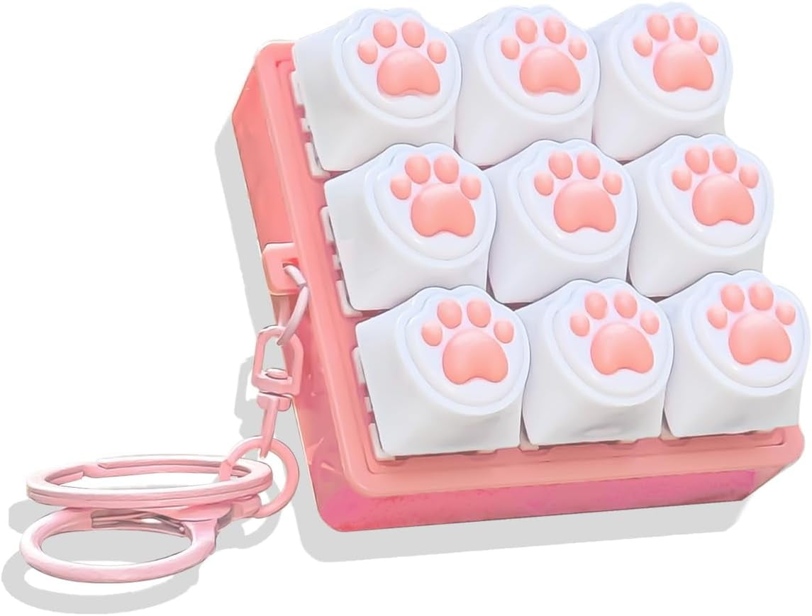 2PCS Keyboard Fidget Toy, 9 Key Mini Sound Cat Paw Creamy Clicker