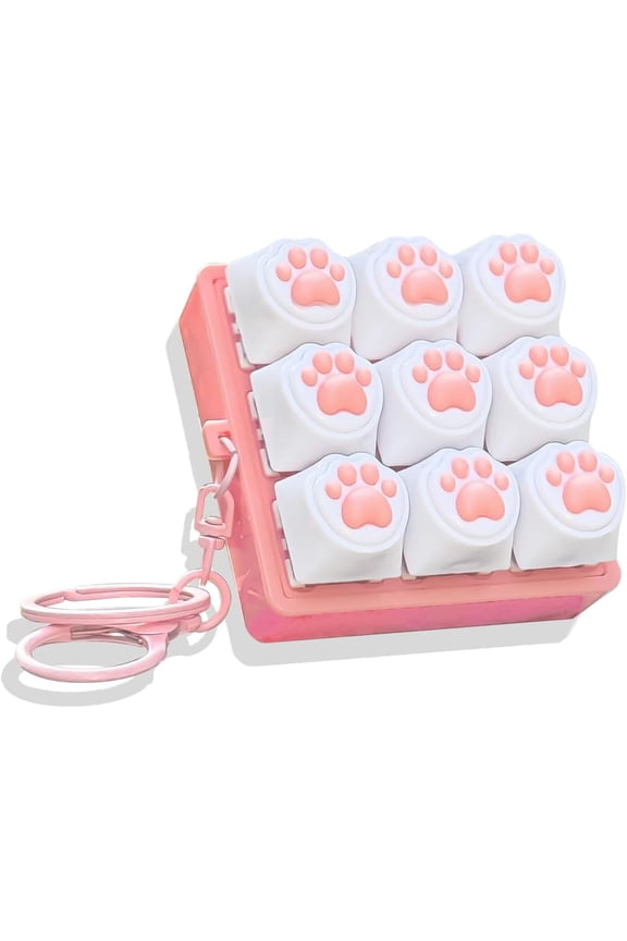 2PCS Keyboard Fidget Toy, 9 Key Mini Sound Cat Paw Creamy Clicker Clickeez Keychain for Adults Asmr Triggers Stress Relief