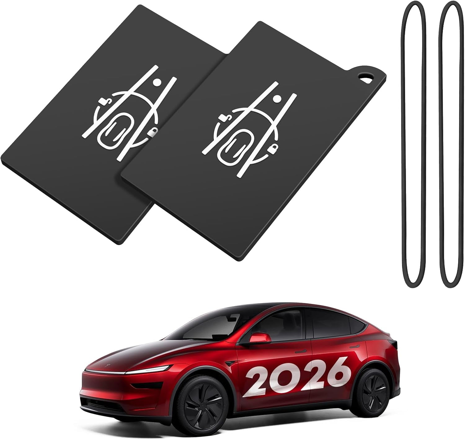 2PCS Keychain Card Holder for New Model Y Juniper 2026 Silicone Key Protector Case Cover