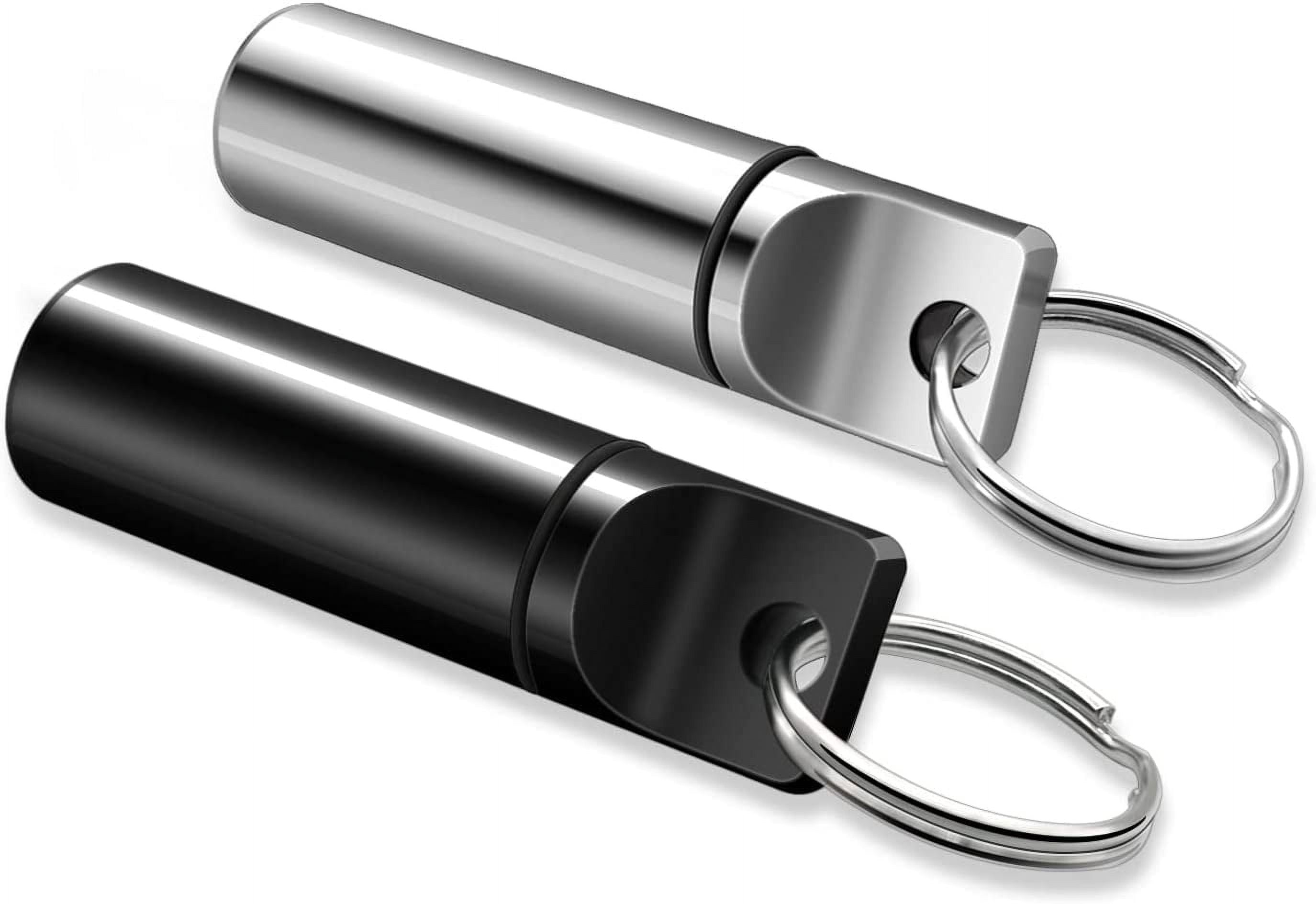 2PCS Keychain Pill Holder,Portable Aluminium Alloy Waterproof Pill Box Container,Small Mini Pill Case for Outdoor Travel or Pocket