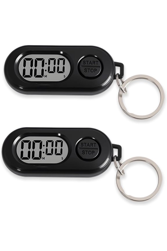 2PCS Keychains Stop Watch, Stop Timer Keychain, Mini Small Stopwatch for Clip On Keys Lanyard Backpack, Portable Sports LCD Screen Digital Stopwatches Key Chain Clock, Precise Countdown Accessories