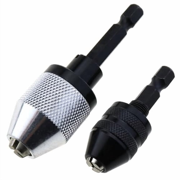 2PCS Keyless Drill Chucks 1/4 Inch Hexagonal Shank Drill Chuck Quick Change Converter Extension Screwdriver Bit Adapter 0.3-6.5mm and 0.3-3.6mm for Car Repair and Home Improvements