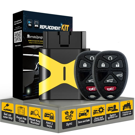 2PCS Keyless Entry Start Control Car Key and DIY Programmer Device Replacement for 2011-2014 GMC Yukon/2011-2014 Chevrolet Tahoe/2011-2014 Cadillac Escalade with FCC: OUC60270