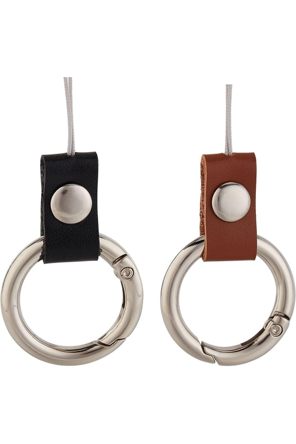 2PCS Keyring with Strap Short Lanyard Black Cell Phone Finger Ring Phone Charms Grip HoldersMixed Color