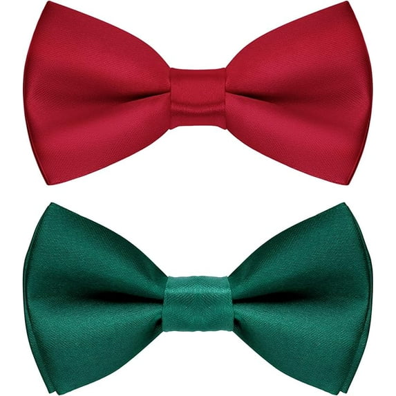 2PCS Kids Bow Ties Solid Color Satin Bow Tie for Child Boys Toddlers Wedding Party Dress up