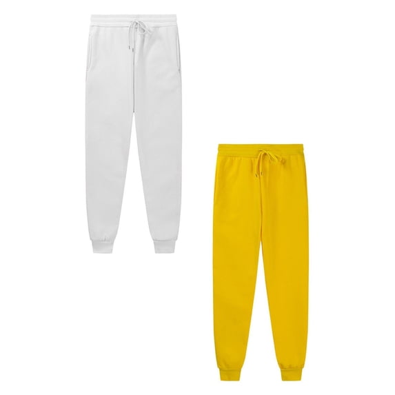 2PCS Kids Boys Sweatpants Toddler Athletic Pants with Pockets Drawstring Loose Fit White & Yellow Boys Sweatpants Size 4-5 Years Boys Sweatpants