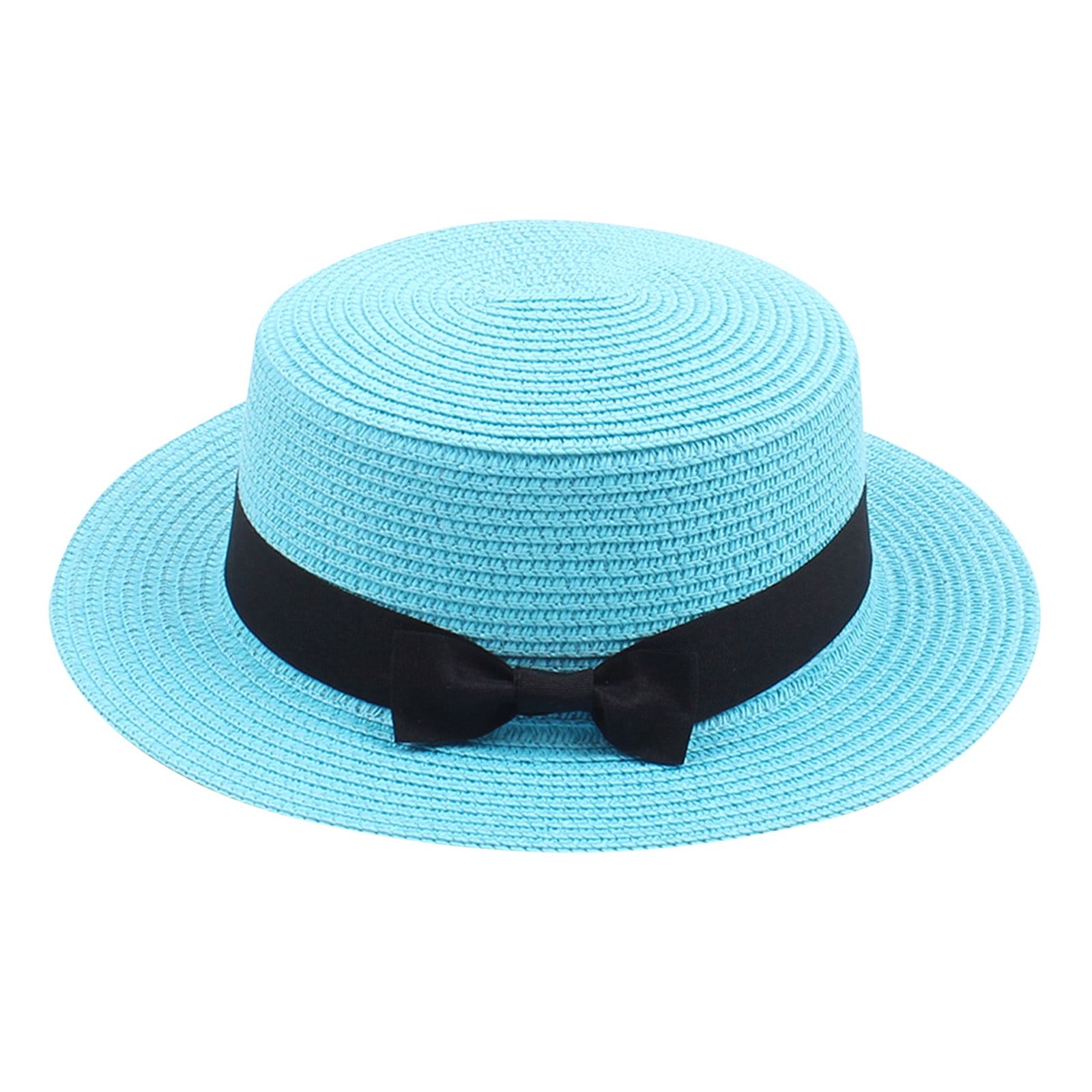 2PCS Kids Girls Boys Infant Summer Fedora Straw Hat Wide Brim Floppy