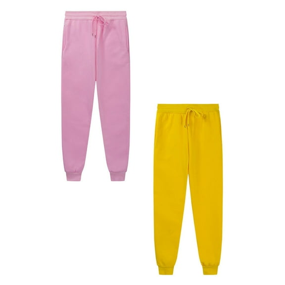 2PCS Kids Girls Sweatpants Girls Athletic Joggers with Pockets Drawstring Casual Pants Girls Pink & Yellow Sweatpants Size 6-7 Years Boys Sweatpants