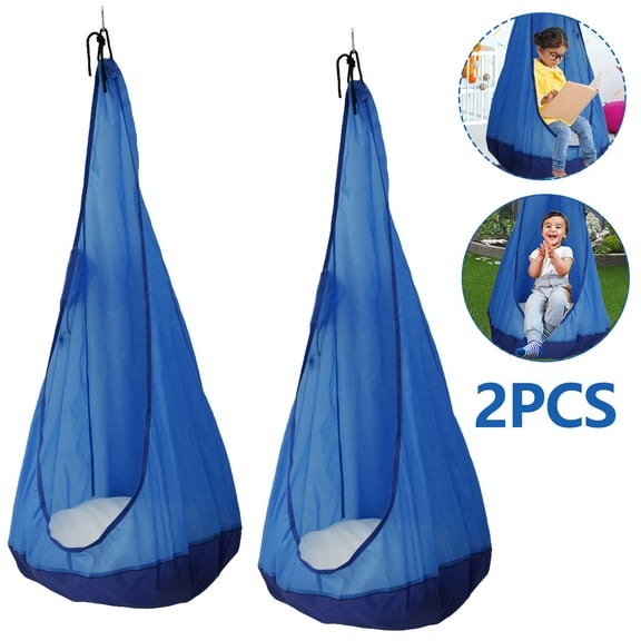2PCS Kids Pod Swing Seat without Cushions Folding Hanging Hammock Chair Durable Child Hammock Chair Hanging Seat Hammock Nest for Indoor and Outdoor Suspension Seats (Rose Red/Orange/Blue)