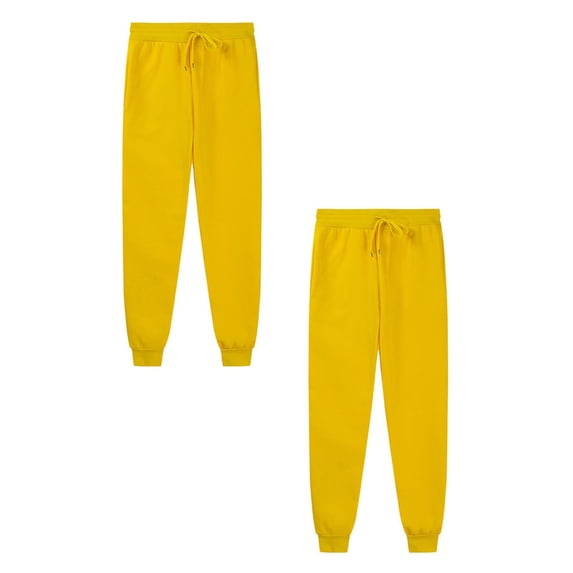 2PCS Kids Sweatpants Kids Athletic Pants with Pockets Adjustable Drawstring Loose Fit Yellow Pants for Boys Boy Pants Size 8-9 Years