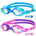 thumbnail image 1 of 2PCS Kids Swim Goggles with Adjustable Head Strap, Swimming Glasses with Anti-Fog No-Leaking for 3-15 years Children for Pools Beach Water Fun, UV Protection Goggles for Boys Girls, Blue & Pink, 1 of 7