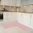 2PCS Kitchen Mats for FloorSquare Pink White Plaid Non slip Kitchen