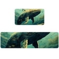 2PCS Kitchen Rug Mats Ocean Whale Art Vintage Pattern NonSkid Comfort