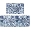 thumbnail image 1 of 2PCS Kitchen Rugs and Mats, Blue Memory Foam Cushioned Anti Fatigue Comfort Floor Mat Non Slip Waterproof Kitchen Carpet Set for Kitchen Laundry Sink 17"x48"+17"x28", 1 of 6