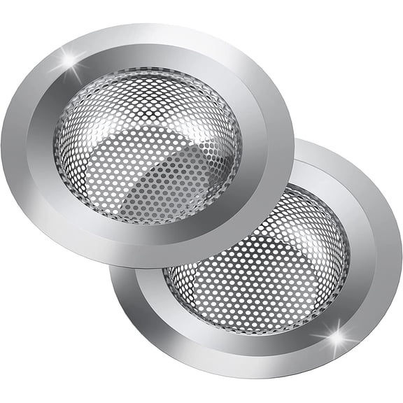 2PCS Kitchen Sink Strainer, Stainless Steel Sink Drain Strainer, Large Wide Rim 4.5" Diameter, Food Catcher for Most Sink Drains Kitchen Sink Basket Strainer