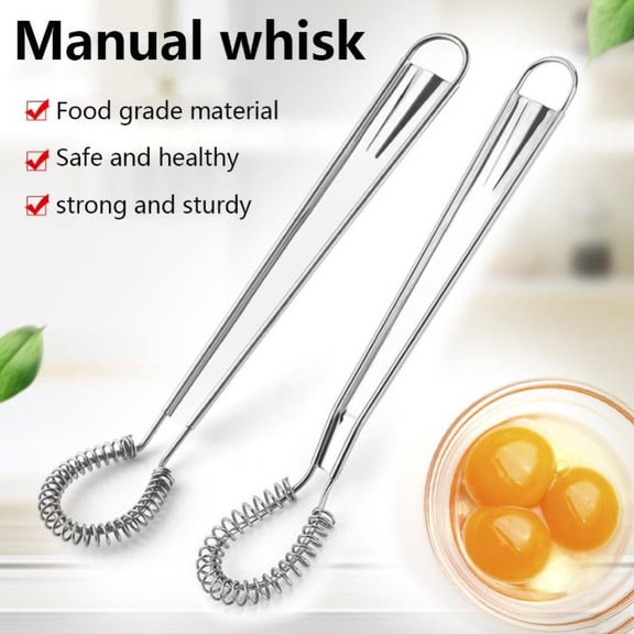 2PCS Kitchen Spiral Whisk Mini Blender Stirrer Stainless Steel Spoon Wick Hand Mixer Frother Creamy Foamer Honey Dipper Stick