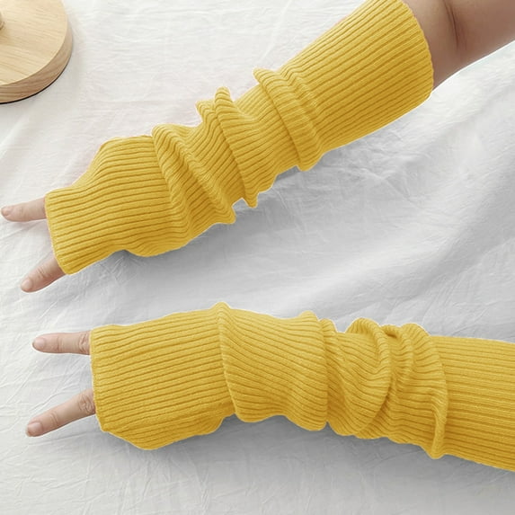 2PCS Knitted Wool Gloves Autumn Winter New Open Fingered Screen Warm Solid Color Long Sleeved