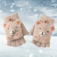 2PCS Knitting Children More Cartoon Bear Half Refers To Flip Warm