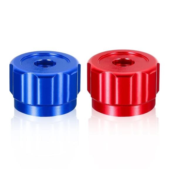 2PCS Knob Handles Round Wheel Handle, Faucet Handles Manifold Gauges Knob Aluminum Red Blue For Repair Faucet Industrial Parts