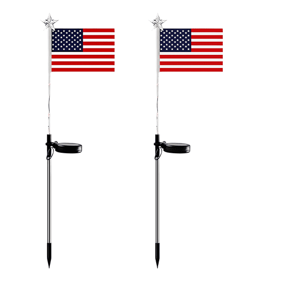 2PCS LED American Flag Lights Waterproof Outdoor Lighted USA Flag Lights American Landscape Light for Memorial Day