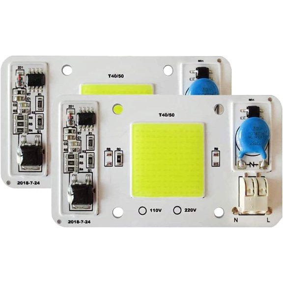 2PCS LED COB Chip 50W 110V White Light Engine Integrated Smart IC Driver Free Solder for LED Floodlight Ceiling Light etc