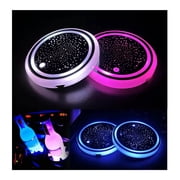2PCS LED Car Cup Holder Lights, Light up Car Coasters for Cup Holders 7 Colors Changing USB Charging Mat Waterproof Cup Pad, Car Gifts for Men & Women