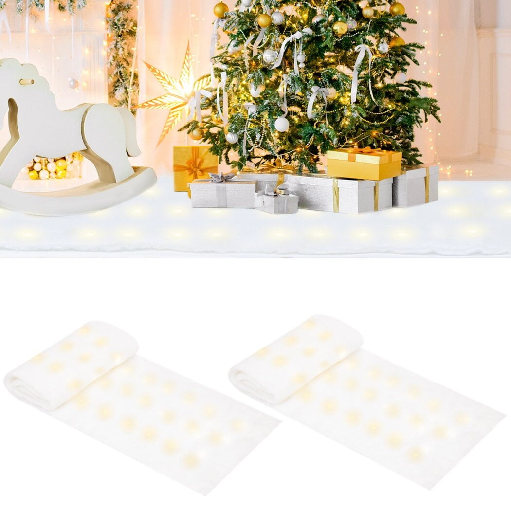 2PCS LED Christmas Snow Blankets, 5.9 x 1.5ft Fake Snow Blankets with