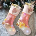 thumbnail image 1 of 2PCS LED Christmas Stockings- 18in Pink Gnome Stocking Holders Light Fireplace Tree Hanging Ornament for Kids Family Decoration Xmas Holiday Party Decor, 1 of 7