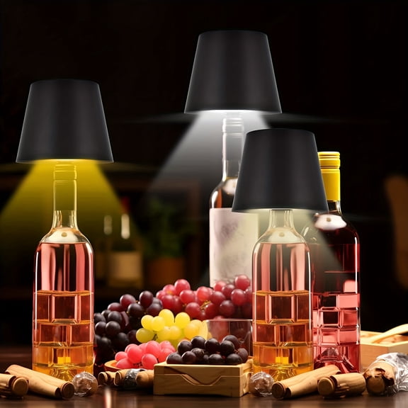 2PCS LED Creative Cordless Wine Headlight Embedded Bar and Restaurant Removable 3-Tone Light Decorative Lamp Suitable for Bar and Restaurant Placement, Removable Wine Bottle Decorative Desk Lamp