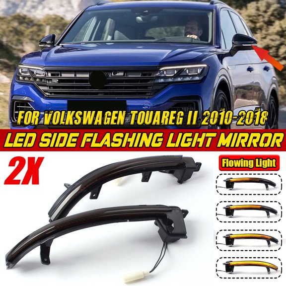 2PCS LED Dynamic Side Mirror Turn Signal Indicator Light Lamp For VW Touareg 7P