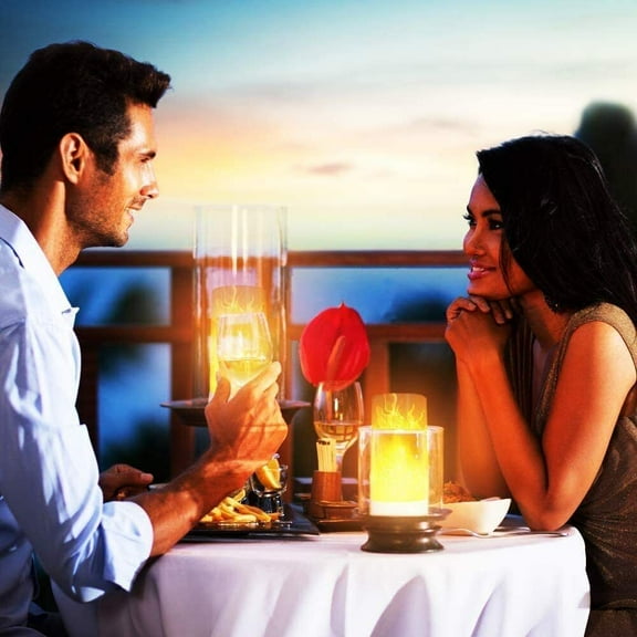 2PCS LED Flame Light USB Rechargeable Flameless Candles Flicking Fireplace Light