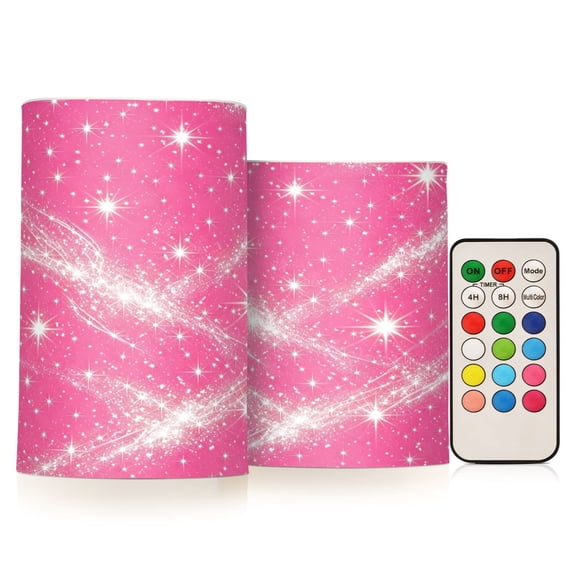 2PCS LED Flameless Candles with Remote and Timer Battery Operated Fake Candles Home Birthday Party Decorations Rose Red Flashing Pattern