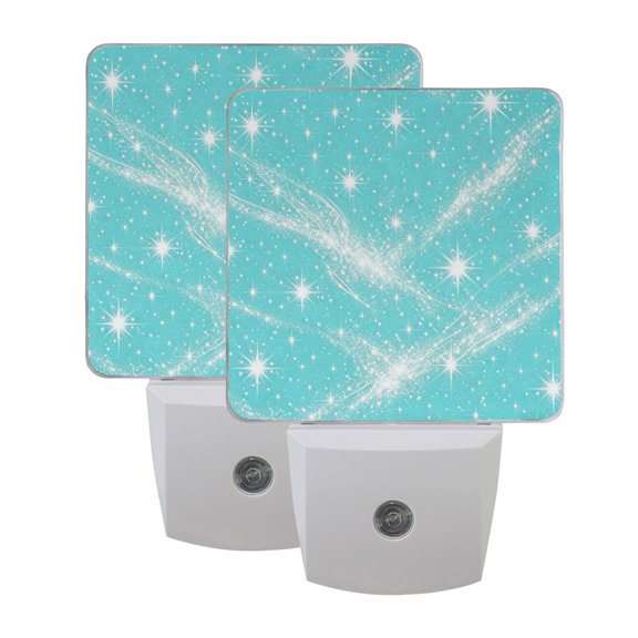 2PCS LED Night Light Auto On/Off Sensor Warm Light Dusk to Dawn for Home Stairs Bathroom Decor Cyan-blue Flashing Pattern