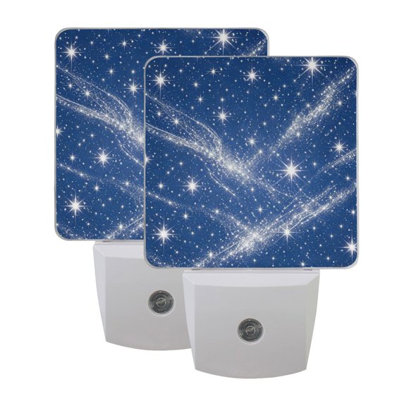 2PCS LED Night Light Auto On/Off Sensor Warm Light Dusk to Dawn for Home Stairs Bathroom Decor Deep Blue Flashing Pattern