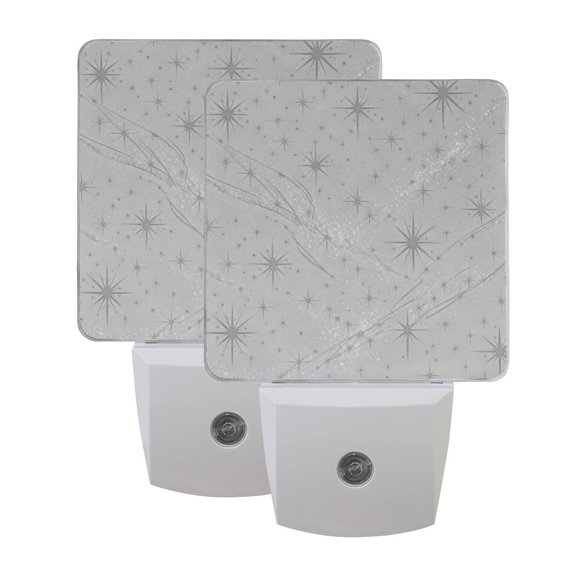2PCS LED Night Light Auto On/Off Sensor Warm Light Dusk to Dawn for Home Stairs Bathroom Decor Gray Flashing Pattern