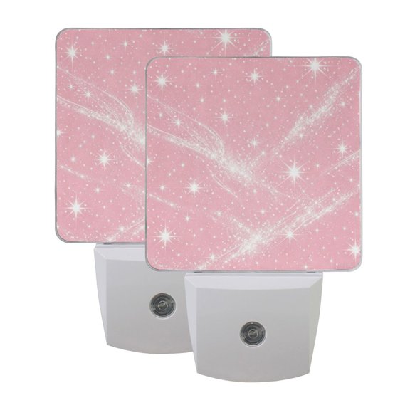 2PCS LED Night Light Auto On/Off Sensor Warm Light Dusk to Dawn for Home Stairs Bathroom Decor Pink Flashing Pattern