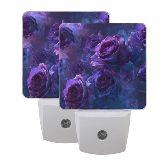 2PCS LED Night Light Auto On/Off Sensor Warm Light Dusk to Dawn for Home Stairs Bathroom Decor Psychedelic Purple Rose