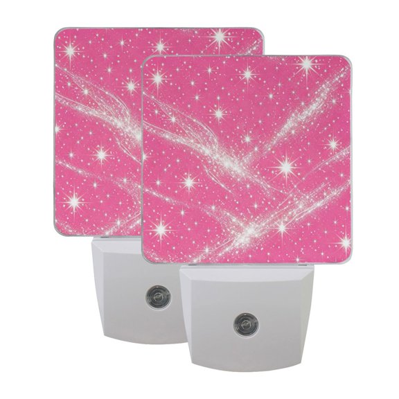 2PCS LED Night Light Auto On/Off Sensor Warm Light Dusk to Dawn for Home Stairs Bathroom Decor Rose Red Flashing Pattern