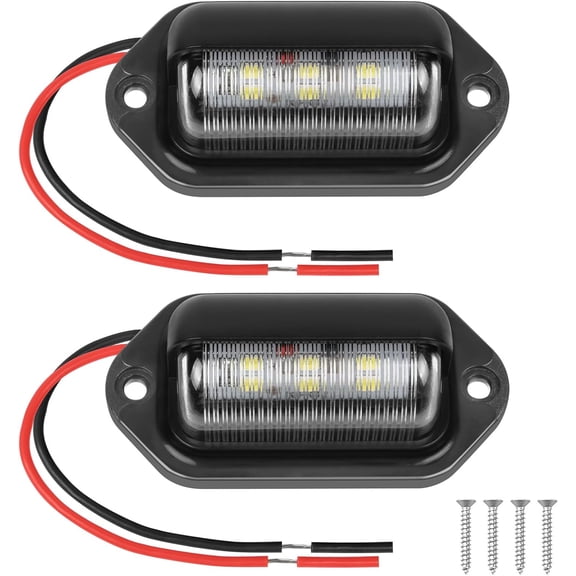 2PCS LED Number Plate Lamp, 12V-24V DC Waterproof 6-SMD Taillight, Universal Rear License Plate Light for Truck SUV Van RV Boats, Dome/Cargo Lights