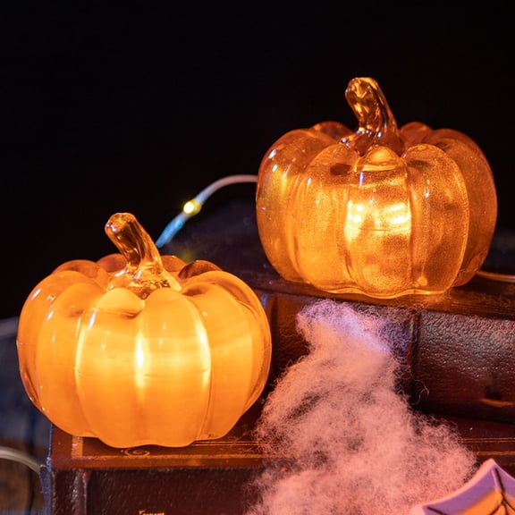 2PCS LED Pumpkin Lamps Battery Powered Luminous Decor Light for Indoor Outdoor Tabletop Holiday Decoration