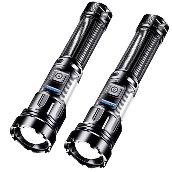 2PCS LED Super Bright Flashlight COB Side Light Warning Light Rechargeable High Brightness Flashlight 5 Modes Outdoor Camping Hiking Travel Emergency Light