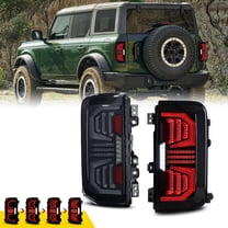 2PCS LED Tail Lights for 2021-2025 Ford Bronco 2/4 Door ,Red Sequential Turn Signal Rear Lights Assemblies Tail Lamps Replacement Part(Matte Black Smoked Lens)