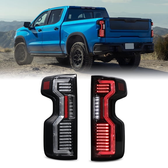 2PCS LED Tail Lights Fit for 2019-2026 Chevy Silverado 1500,2020-2026 Chevy Silverado 2500 HD/3500 HD,Black Housing & Clear Lens