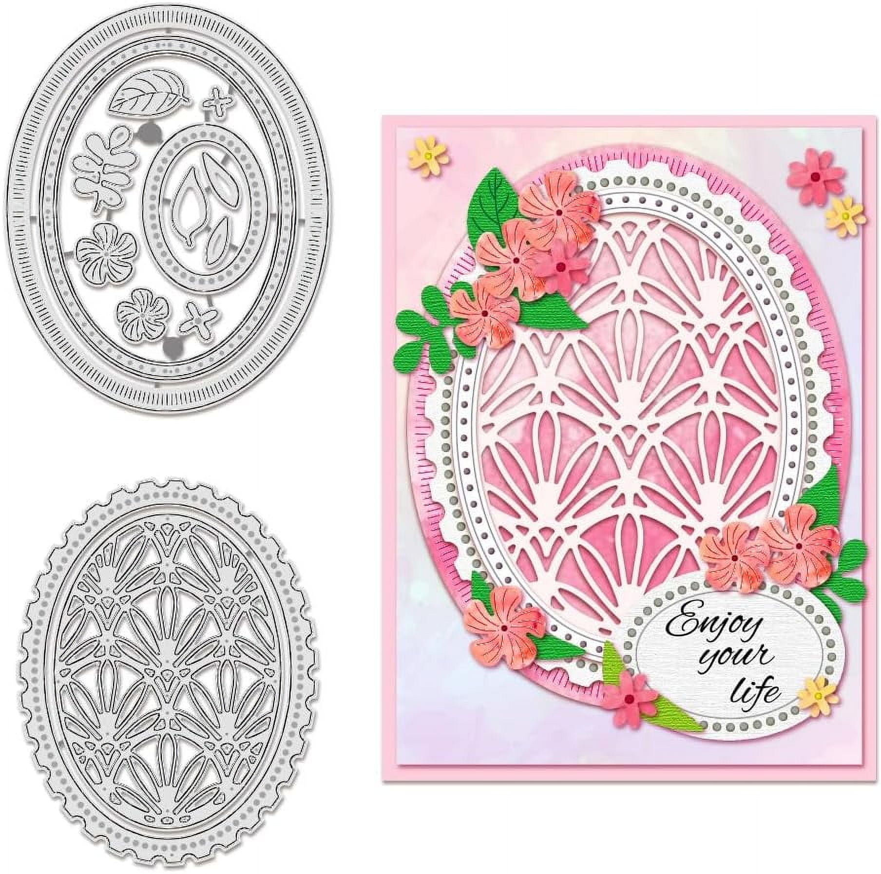Simonedy Metal Cutting Dies 3D Spotty Line Circle Nesting Frame Metal Cutting Dies Round Lace Frame Embossing Stencil Die Cuts Greeting Card Making D
