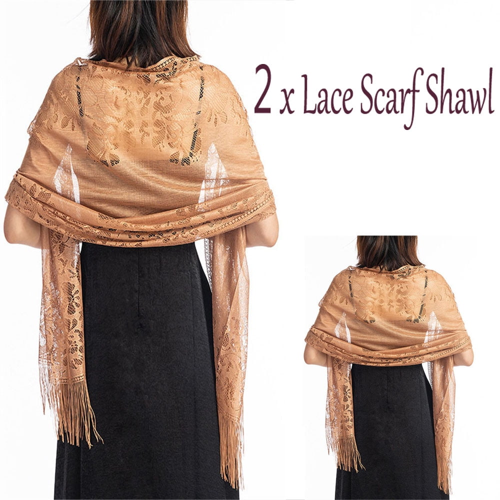 2PCS Lace Shawls And Wraps Stole for Bridal Weddings/Evening Party/Formal  Dresses/Bridesmaid/Prom Scarf-Camel - Walmart.com